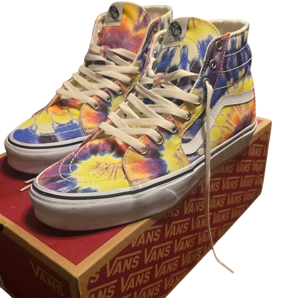 NEW VANS SK8-HI Tapered Skate Shoe Washed Tie Dye Canvas Sneakers Men's 10 - Picture 2 of 9